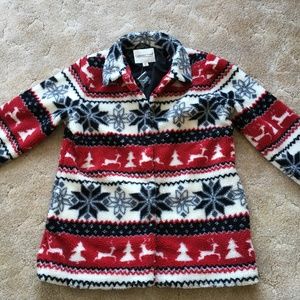 Nordic Fair Isle Snowflake Fleece Winter Coat